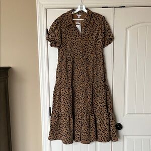 Crown and Ivy Corduroy Animal Print Dress L